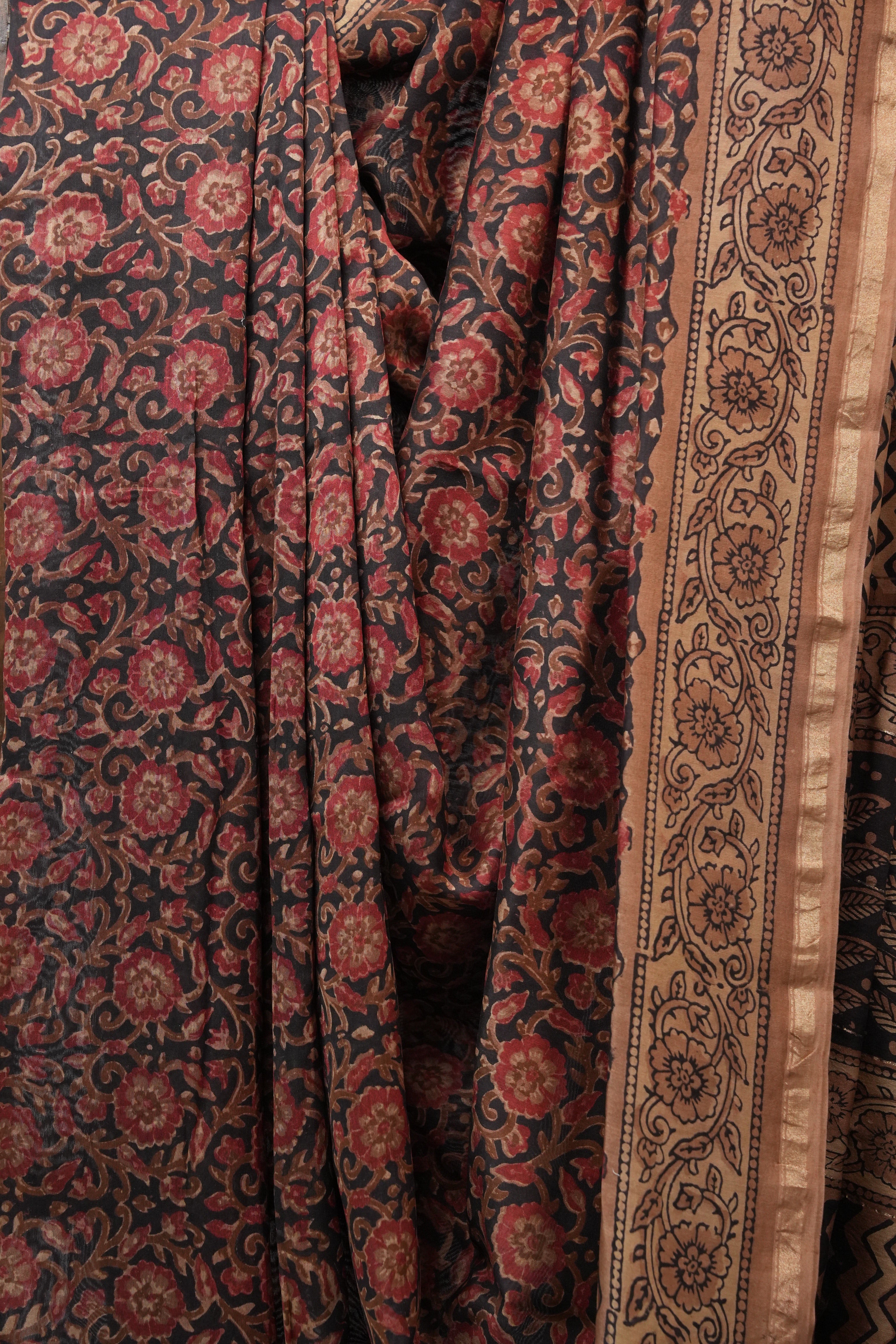 Black HBP Chanderi Cotton Silk Saree With Chanderi Border - SRBCS1129