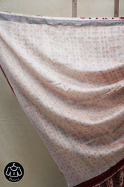 White-Peach HBP Cotton Silk Saree With Maheshwari Border - SRWPCSS1220