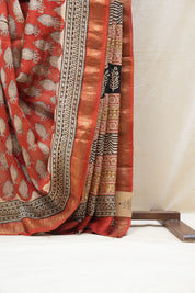 Maroon HBP Cotton Silk Saree With Maheshwari Border - SRMCSS1222