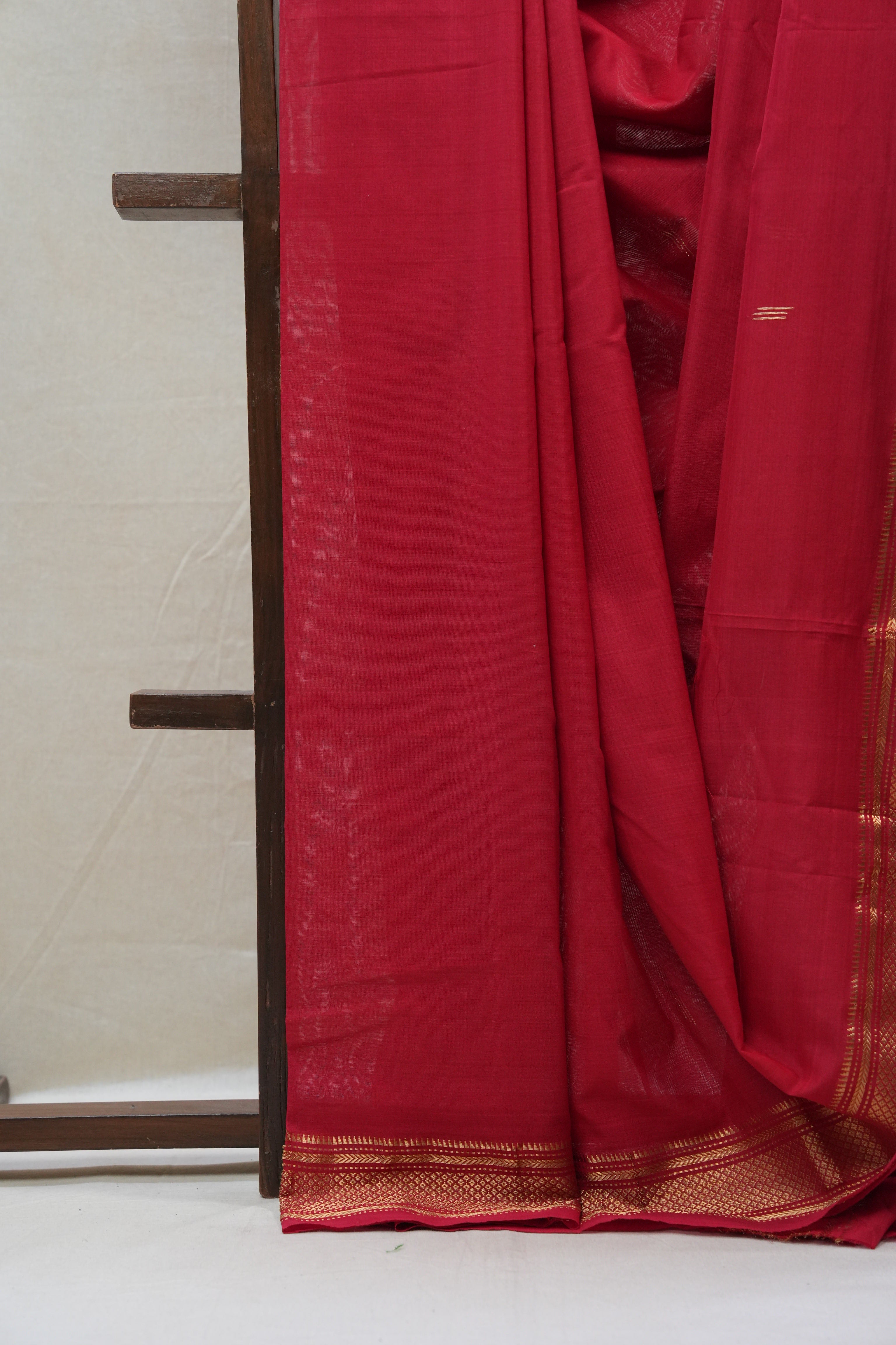 Red Cotton Paithani Saree - SRRCPS571