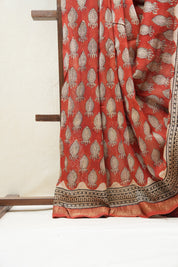 Maroon HBP Cotton Silk Saree With Maheshwari Border - SRMCSS1222