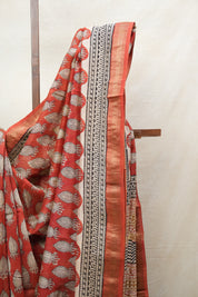 Maroon HBP Cotton Silk Saree With Maheshwari Border - SRMCSS1222