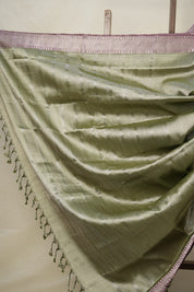 Sage Green Mangalgiri Silk Saree - SRSGMSS005