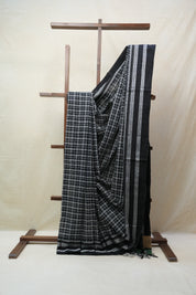 Black Cotton Ilkal Saree  - SRBCIS592
