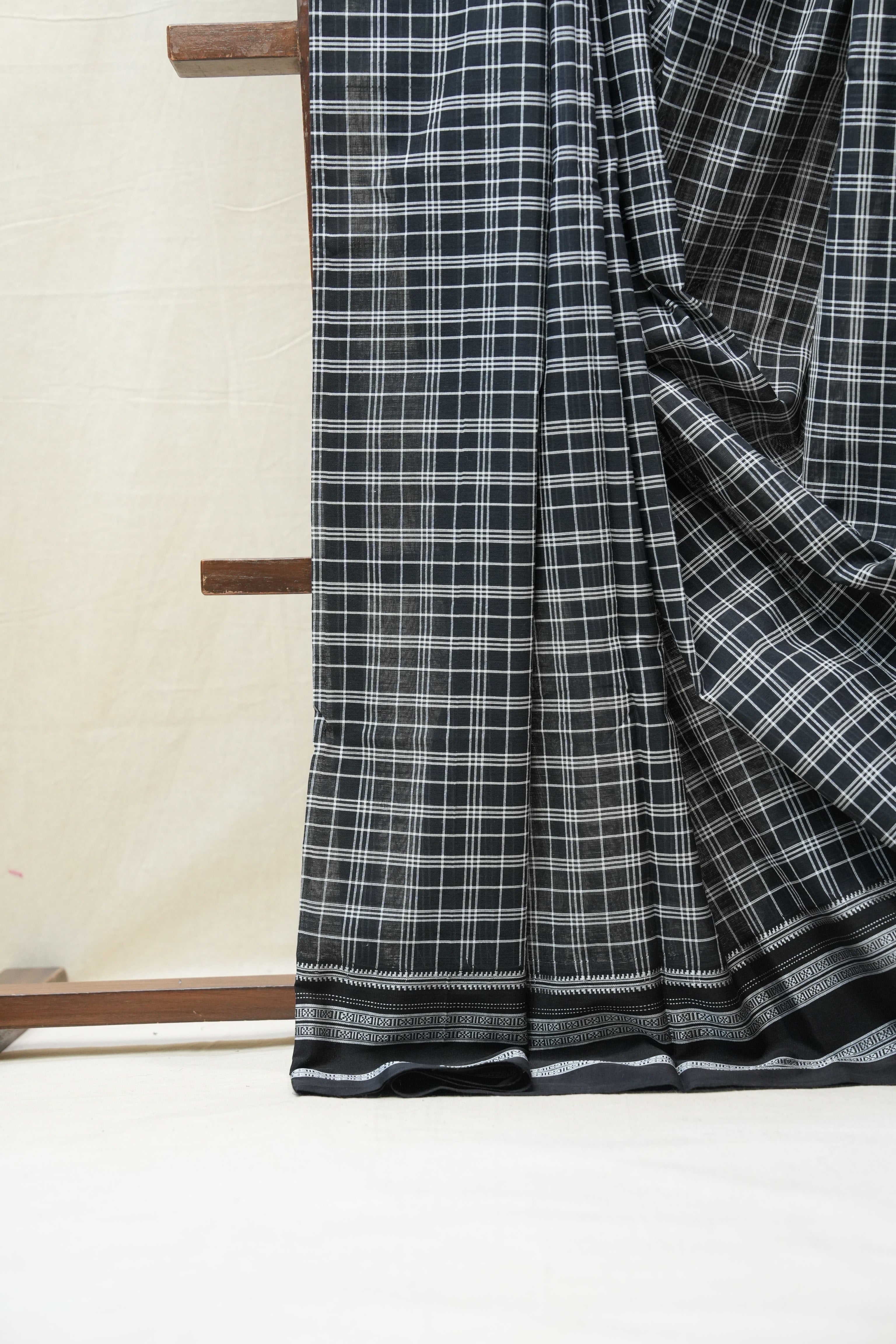 Black Cotton Ilkal Saree  - SRBCIS592