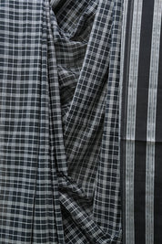 Black Cotton Ilkal Saree  - SRBCIS592