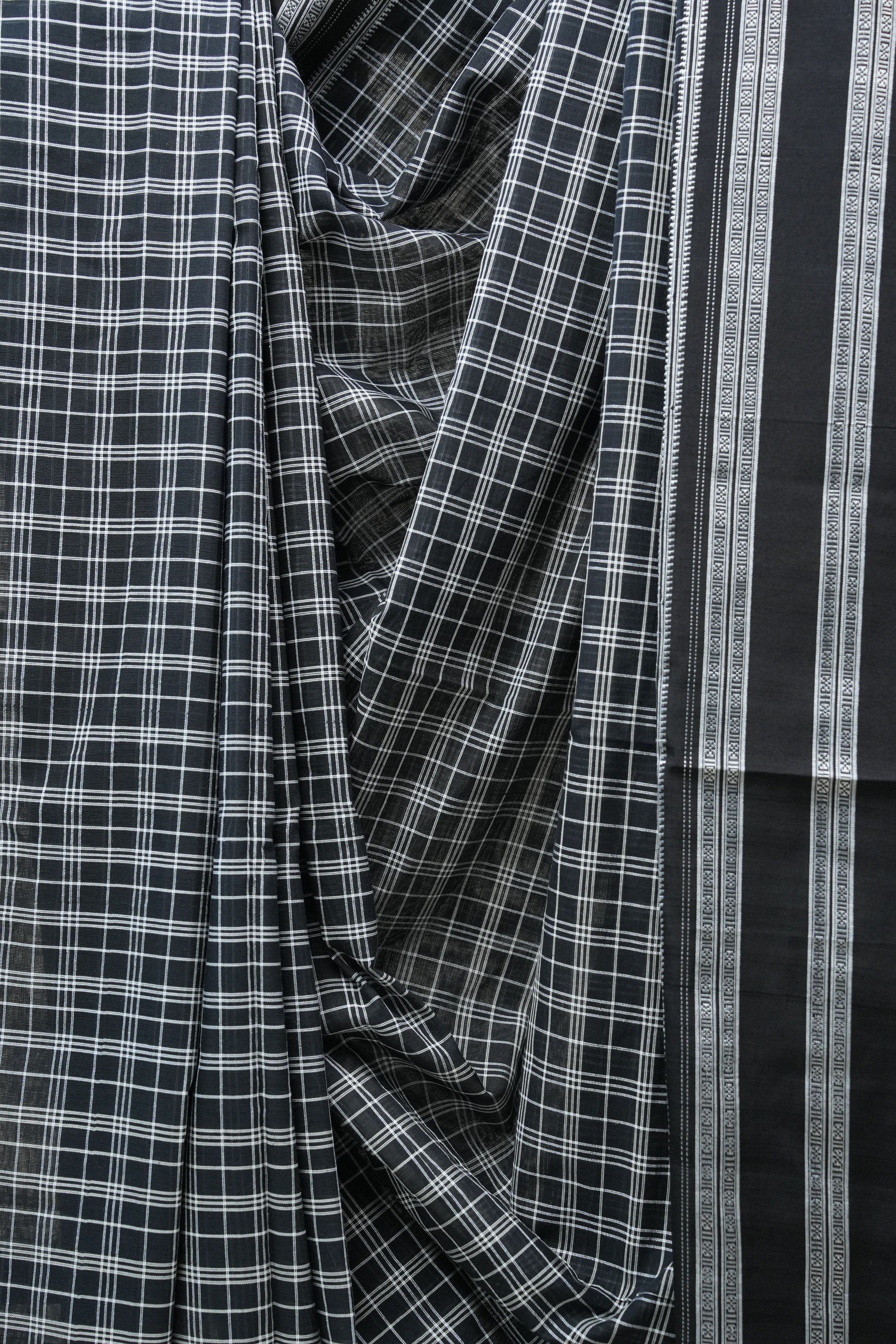 Black Cotton Ilkal Saree  - SRBCIS592