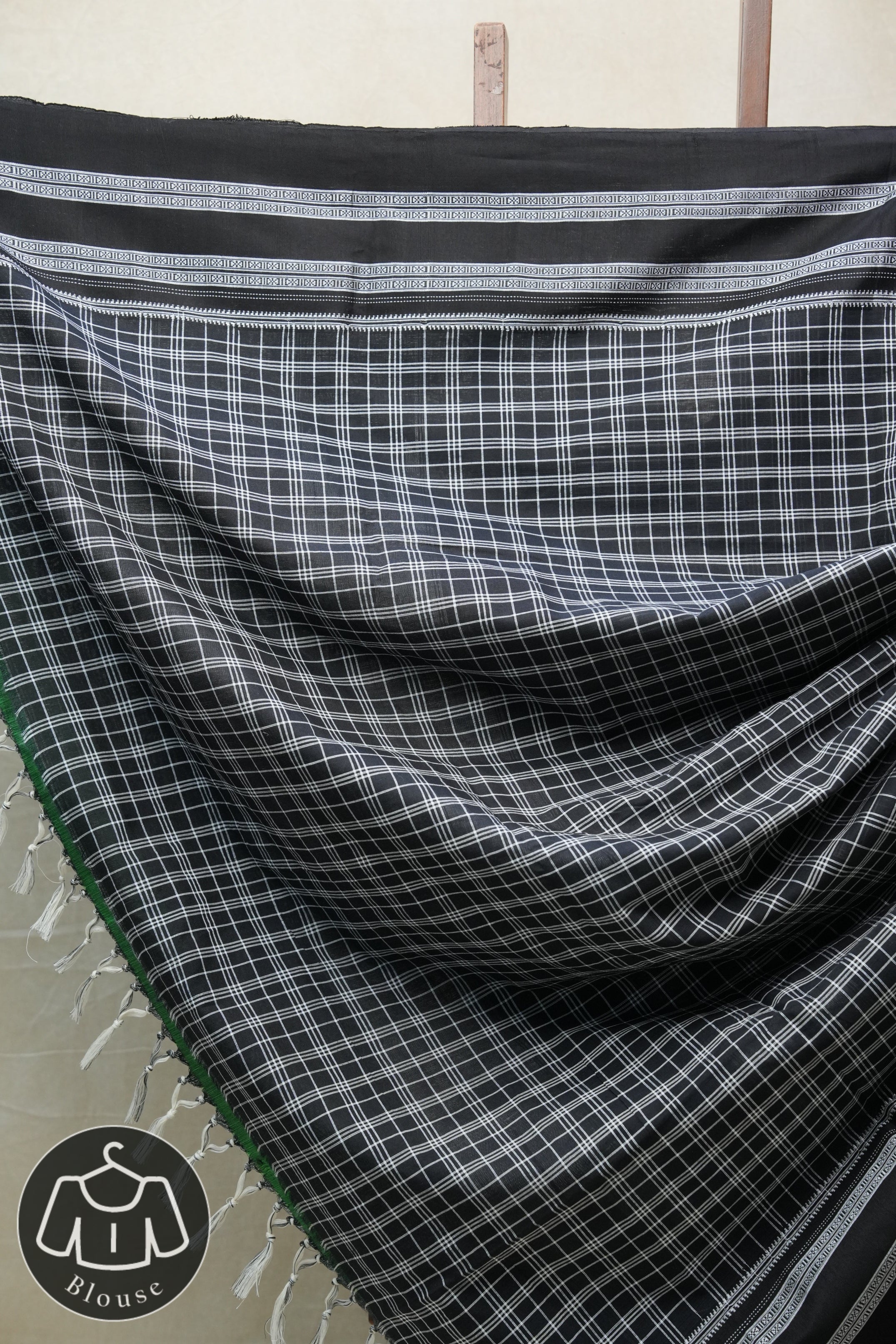 Black Cotton Ilkal Saree  - SRBCIS592