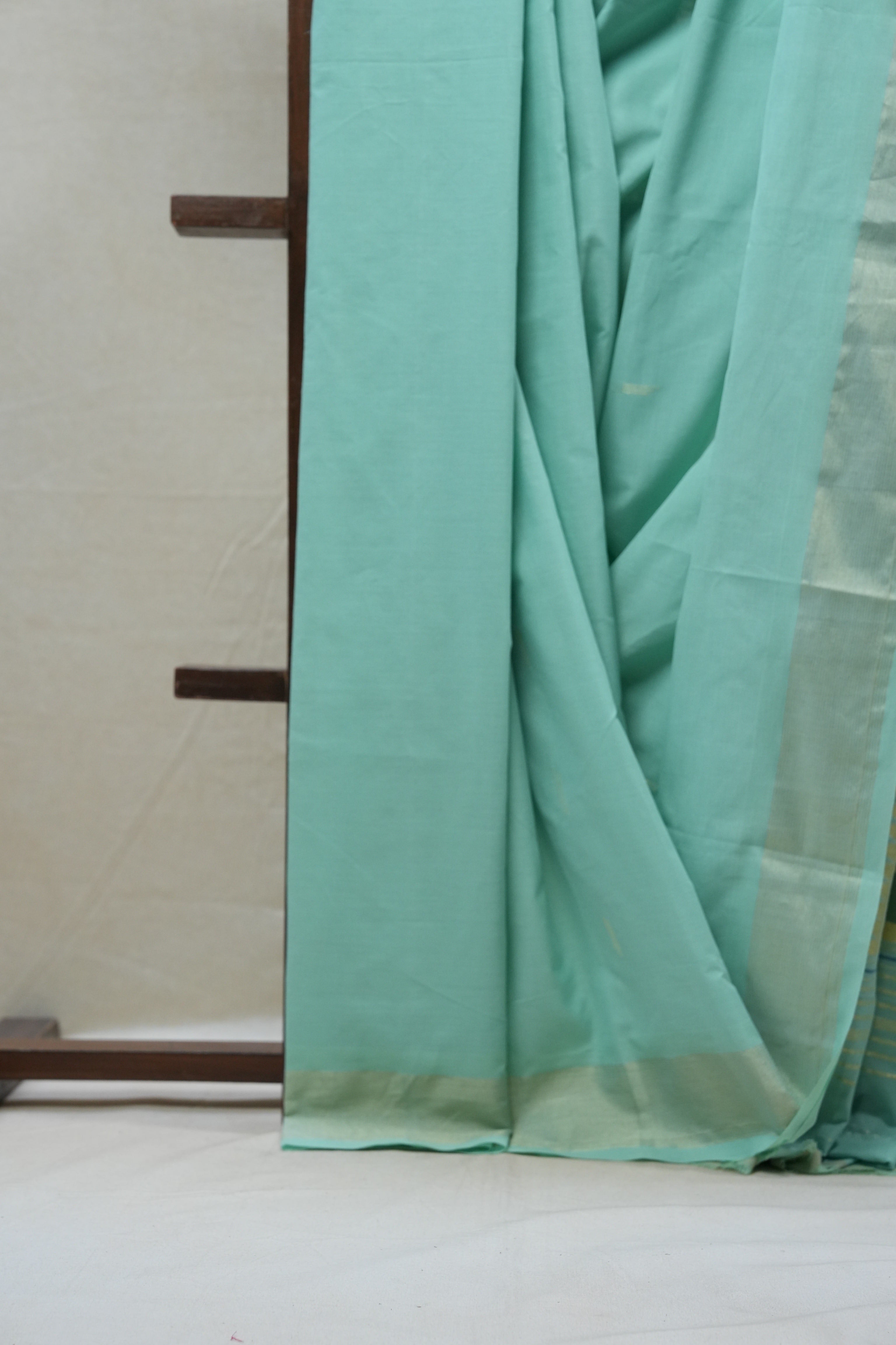 Mint Green Cotton Paithani Saree - SRMGCPS558