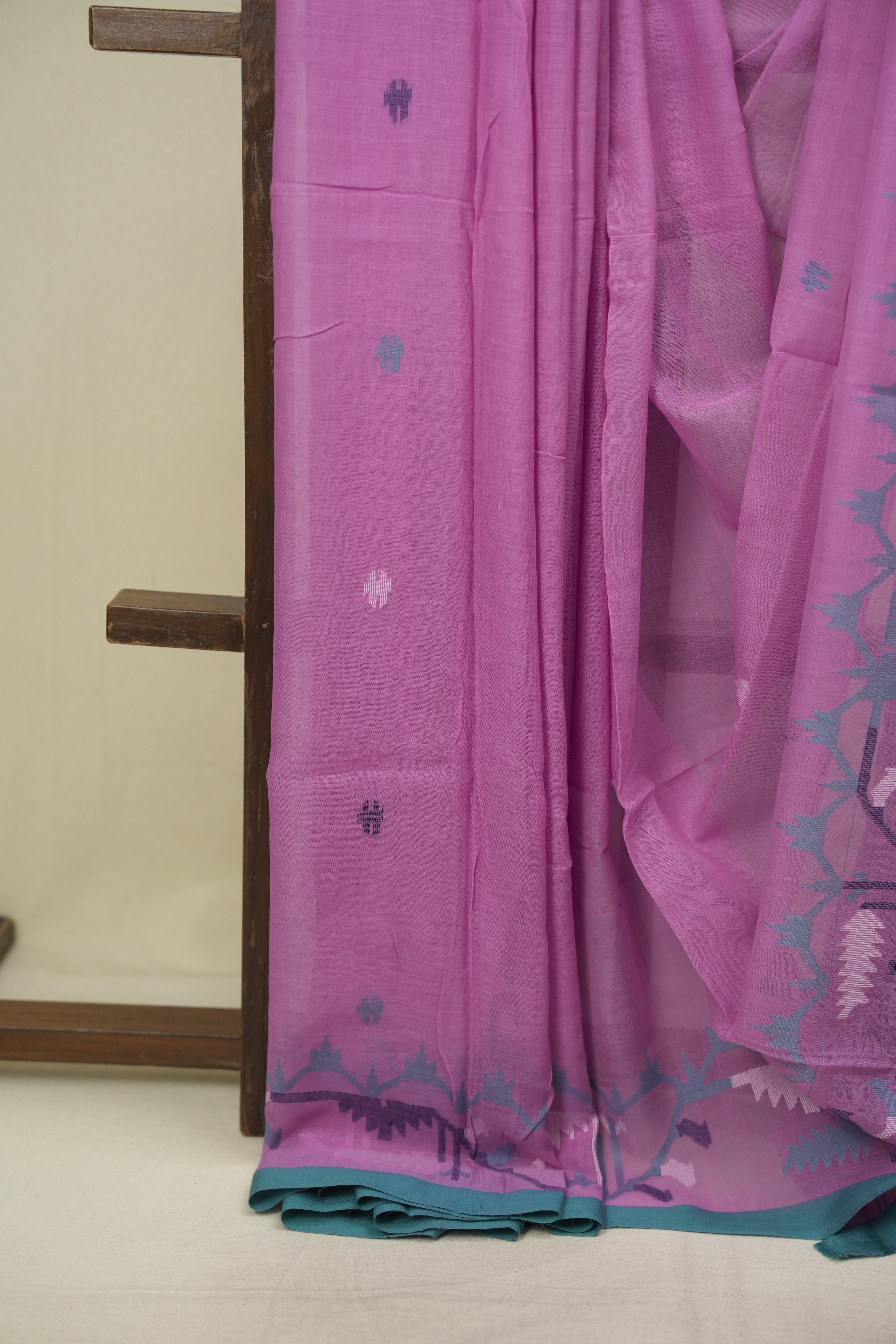 Purple Bengal Mul Cotton Saree - SRPBMCS092