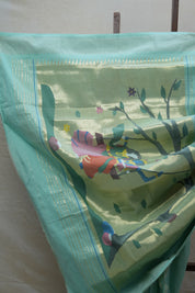 Mint Green Cotton Paithani Saree - SRMGCPS558