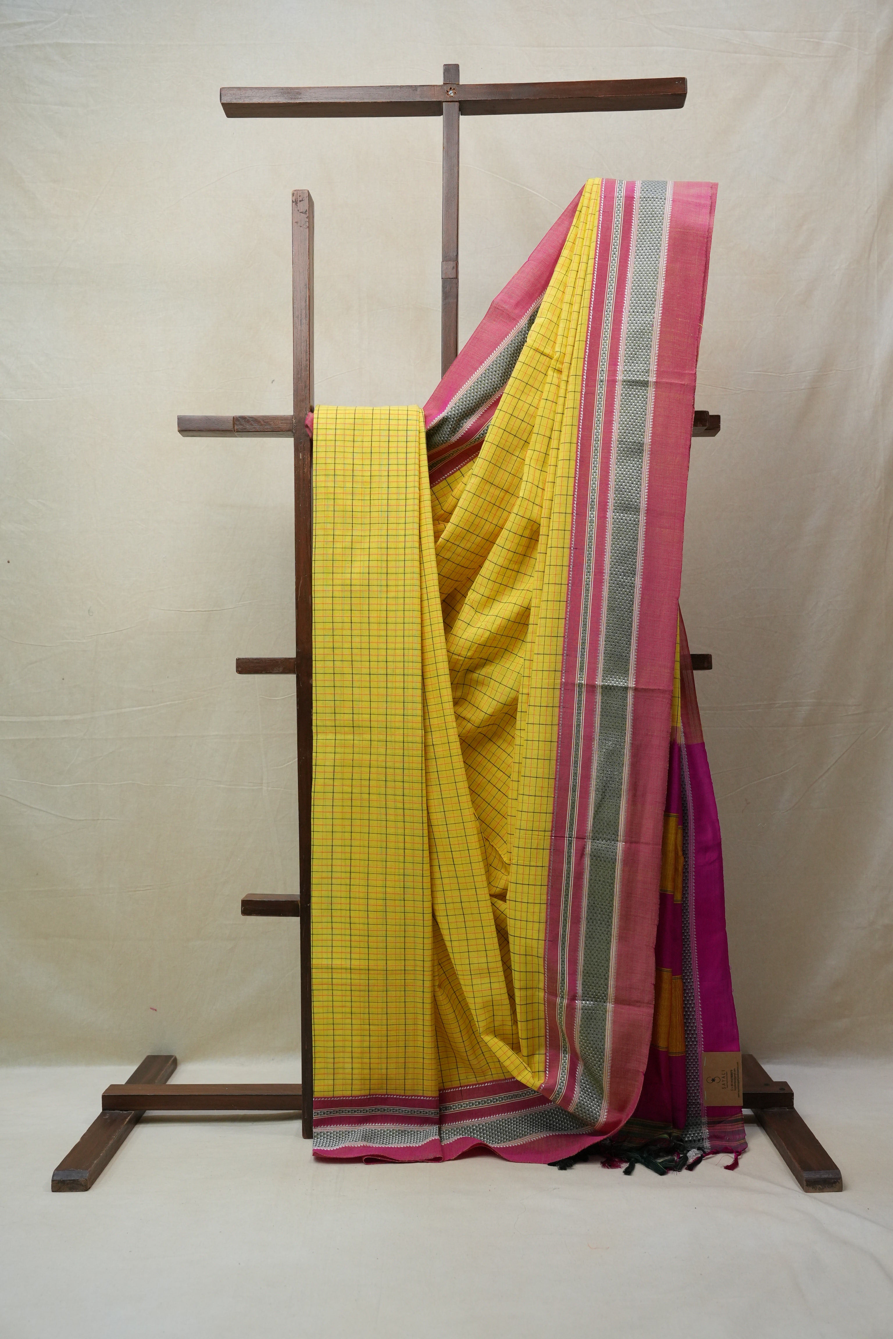 Yellow Cotton Ilkal Saree  - SRYCIS595