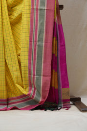 Yellow Cotton Ilkal Saree  - SRYCIS595