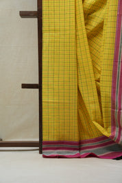 Yellow Cotton Ilkal Saree  - SRYCIS595