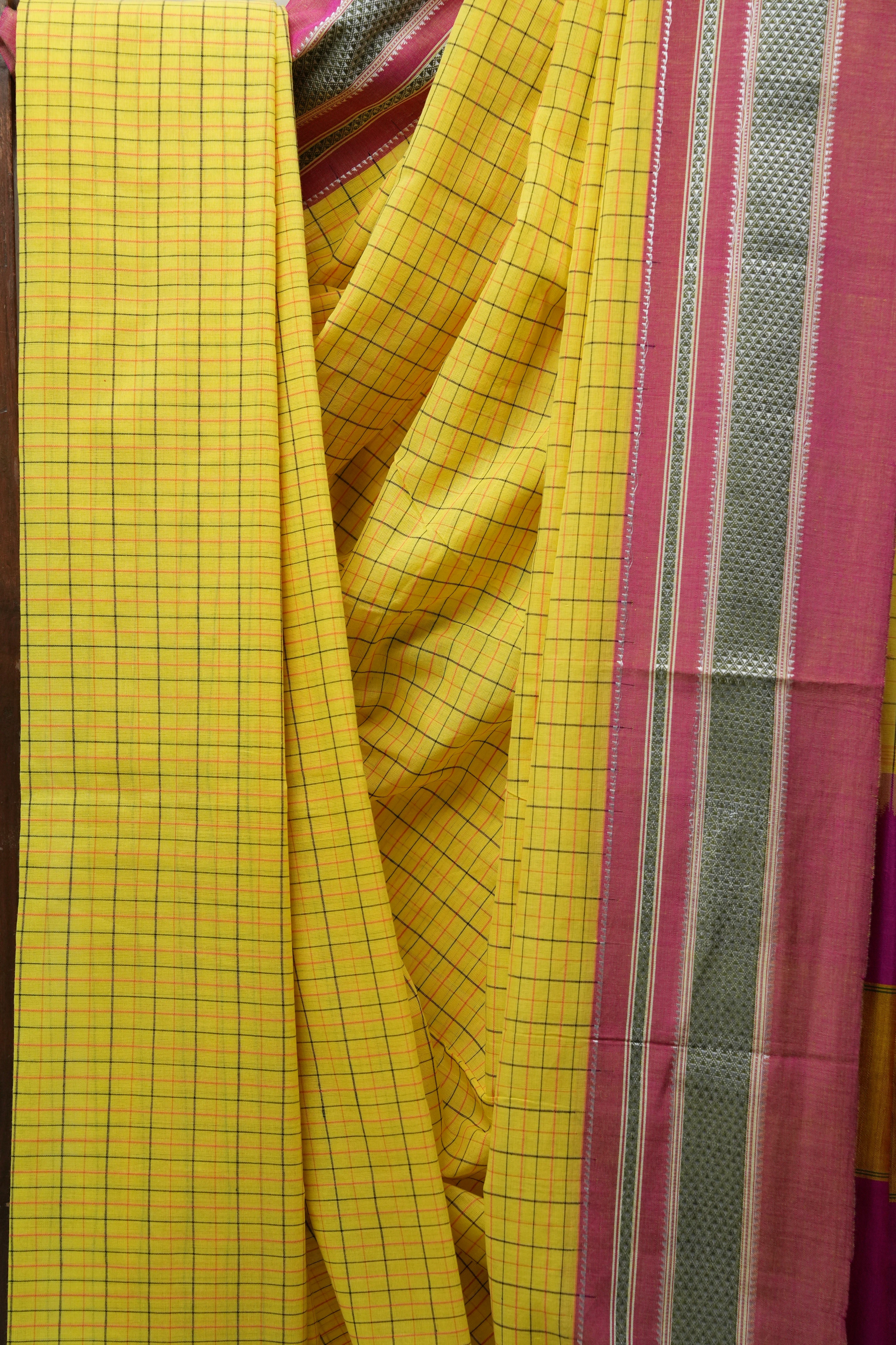 Yellow Cotton Ilkal Saree  - SRYCIS595
