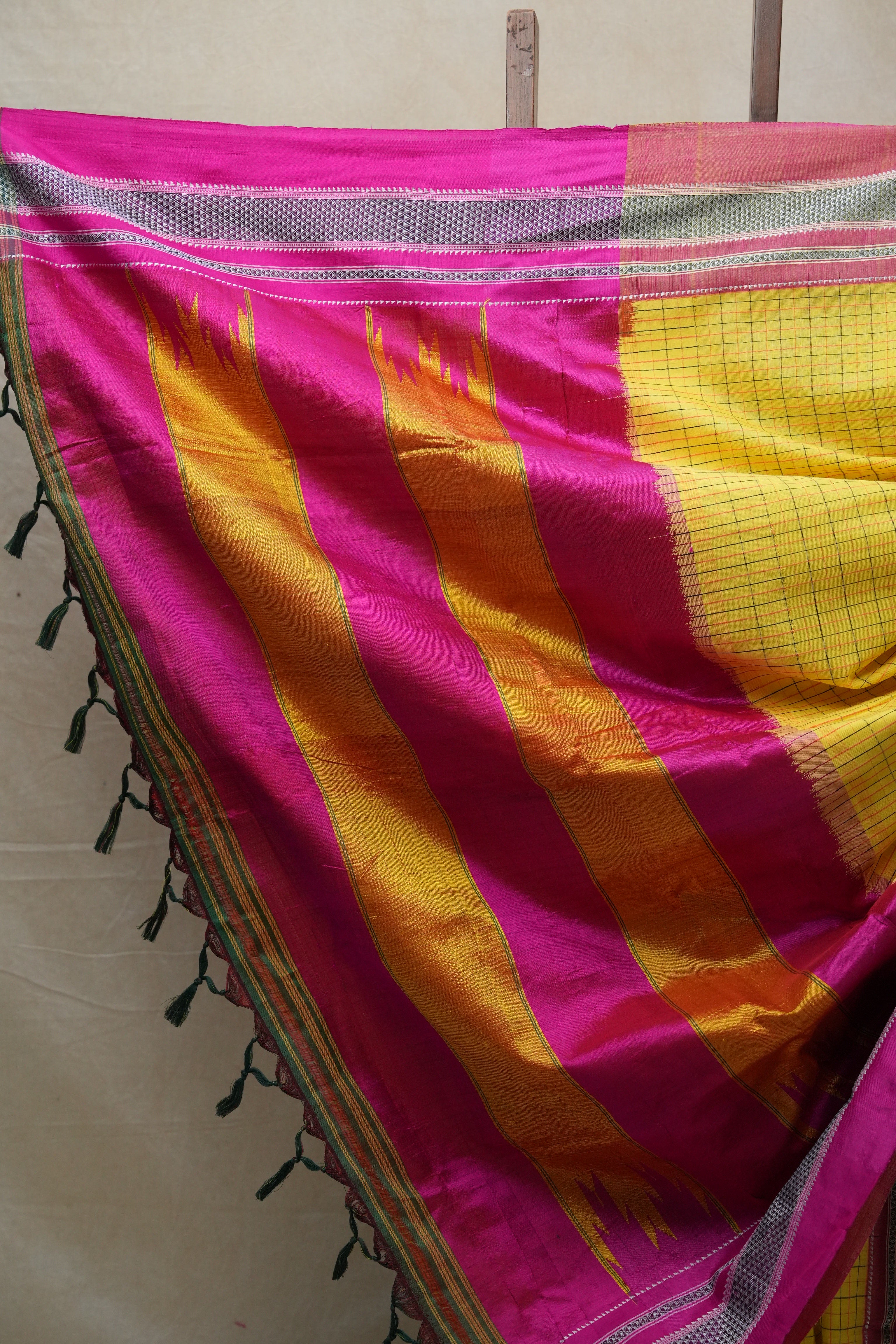 Yellow Cotton Ilkal Saree  - SRYCIS595