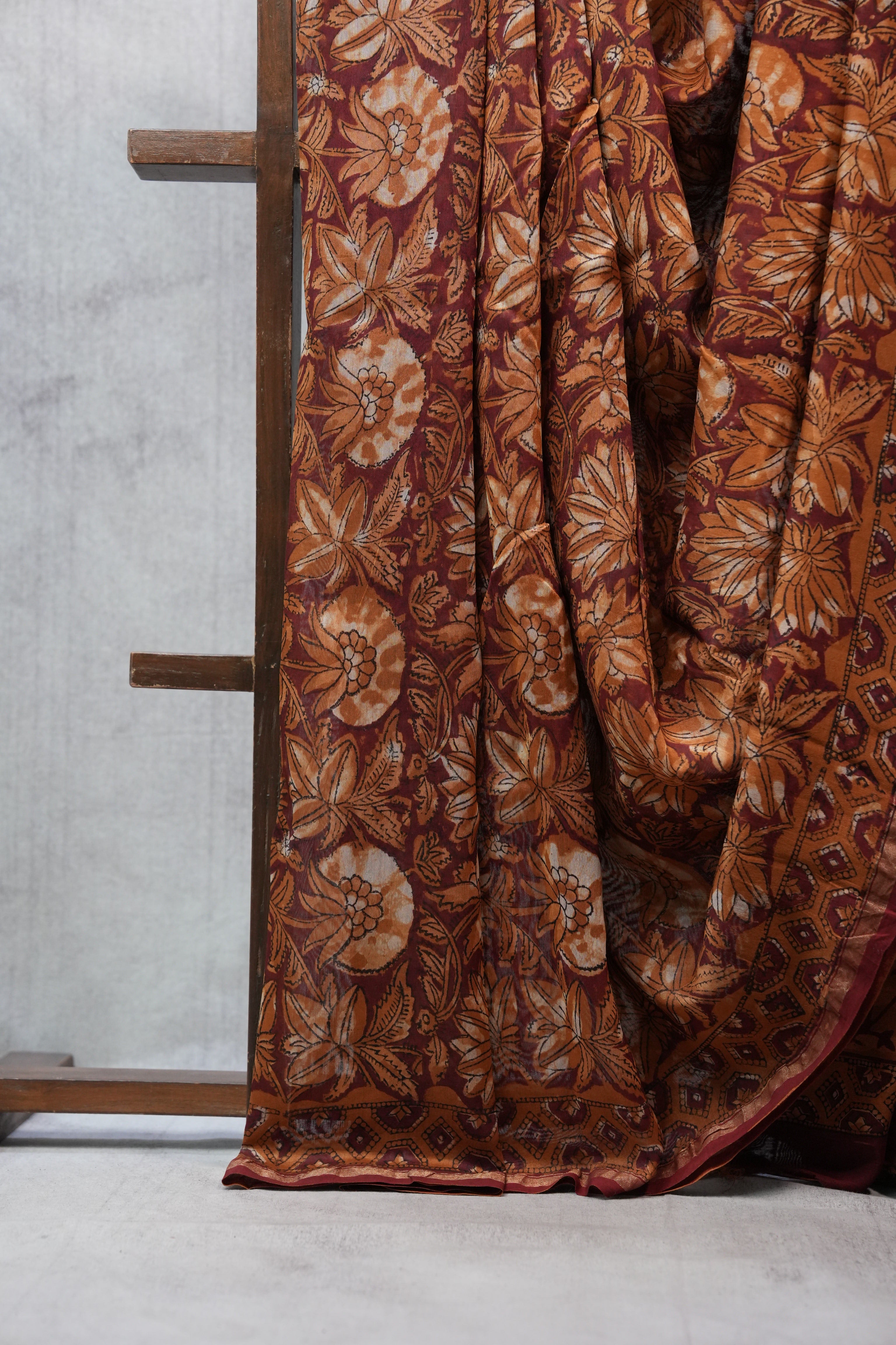 Maroon HBP Chanderi Cotton Silk Saree With Chanderi Border - SRMCS1110