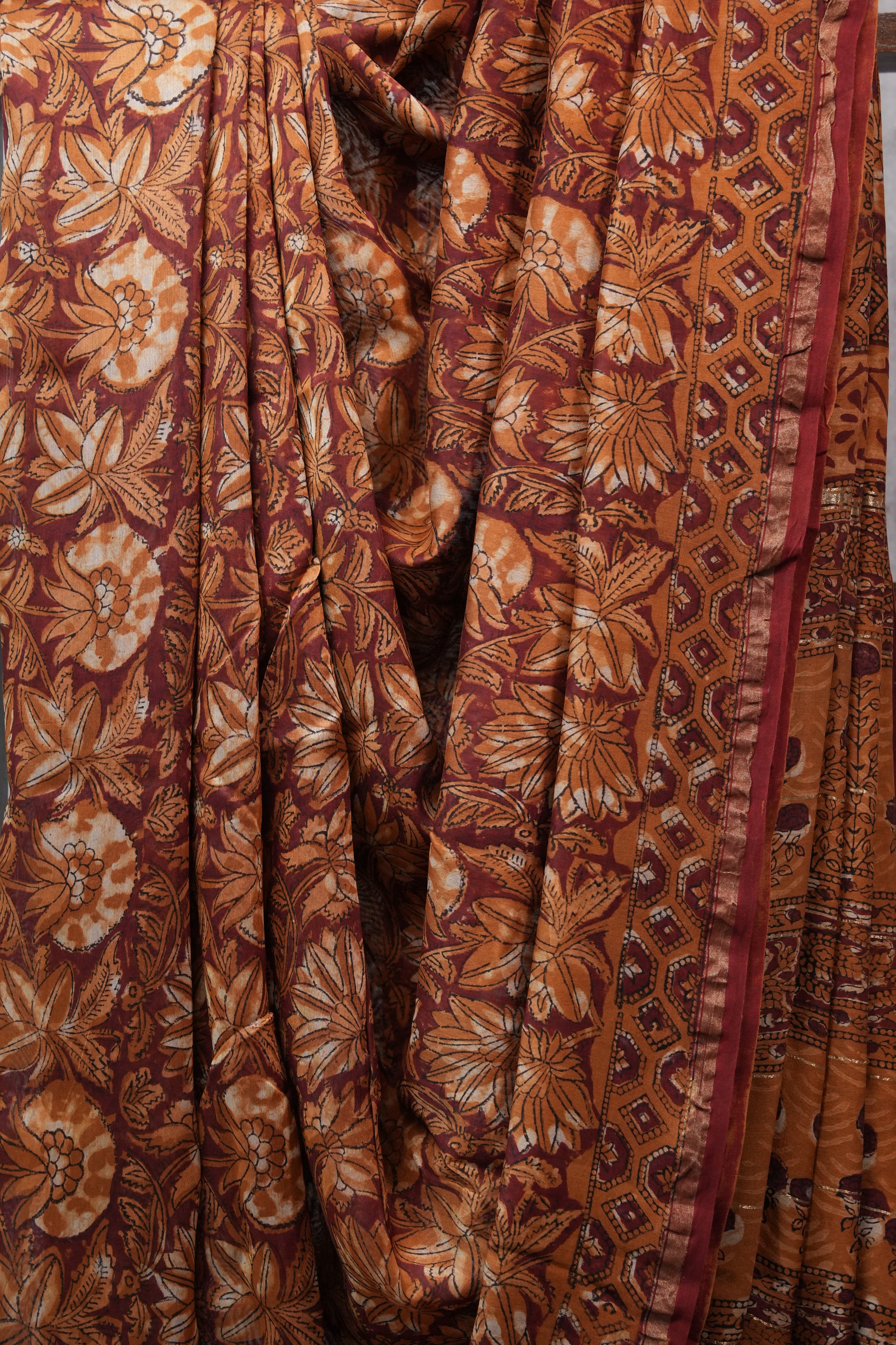 Maroon HBP Chanderi Cotton Silk Saree With Chanderi Border - SRMCS1110