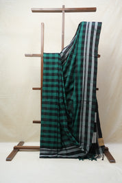 Green - Black Cotton Ilkal Saree  - SRGBCIS593
