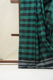 Green - Black Cotton Ilkal Saree  - SRGBCIS593
