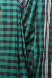 Green - Black Cotton Ilkal Saree  - SRGBCIS593