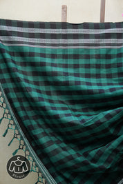 Green - Black Cotton Ilkal Saree  - SRGBCIS593