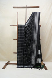 Black Cotton Ilkal Saree  - SRBCIS590