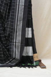 Black Cotton Ilkal Saree  - SRBCIS590