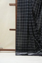 Black Cotton Ilkal Saree  - SRBCIS590