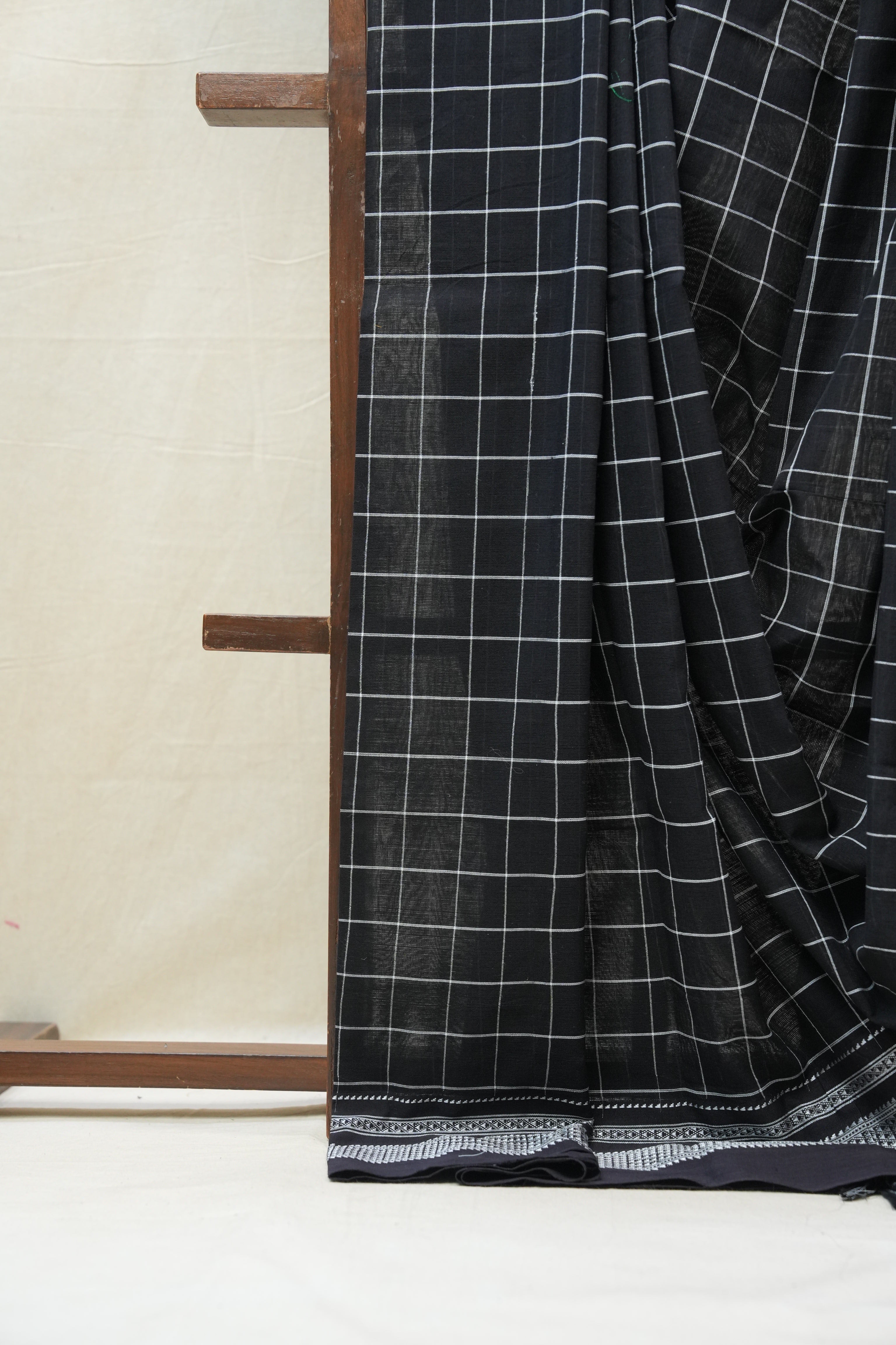 Black Cotton Ilkal Saree  - SRBCIS590