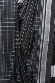 Black Cotton Ilkal Saree  - SRBCIS590