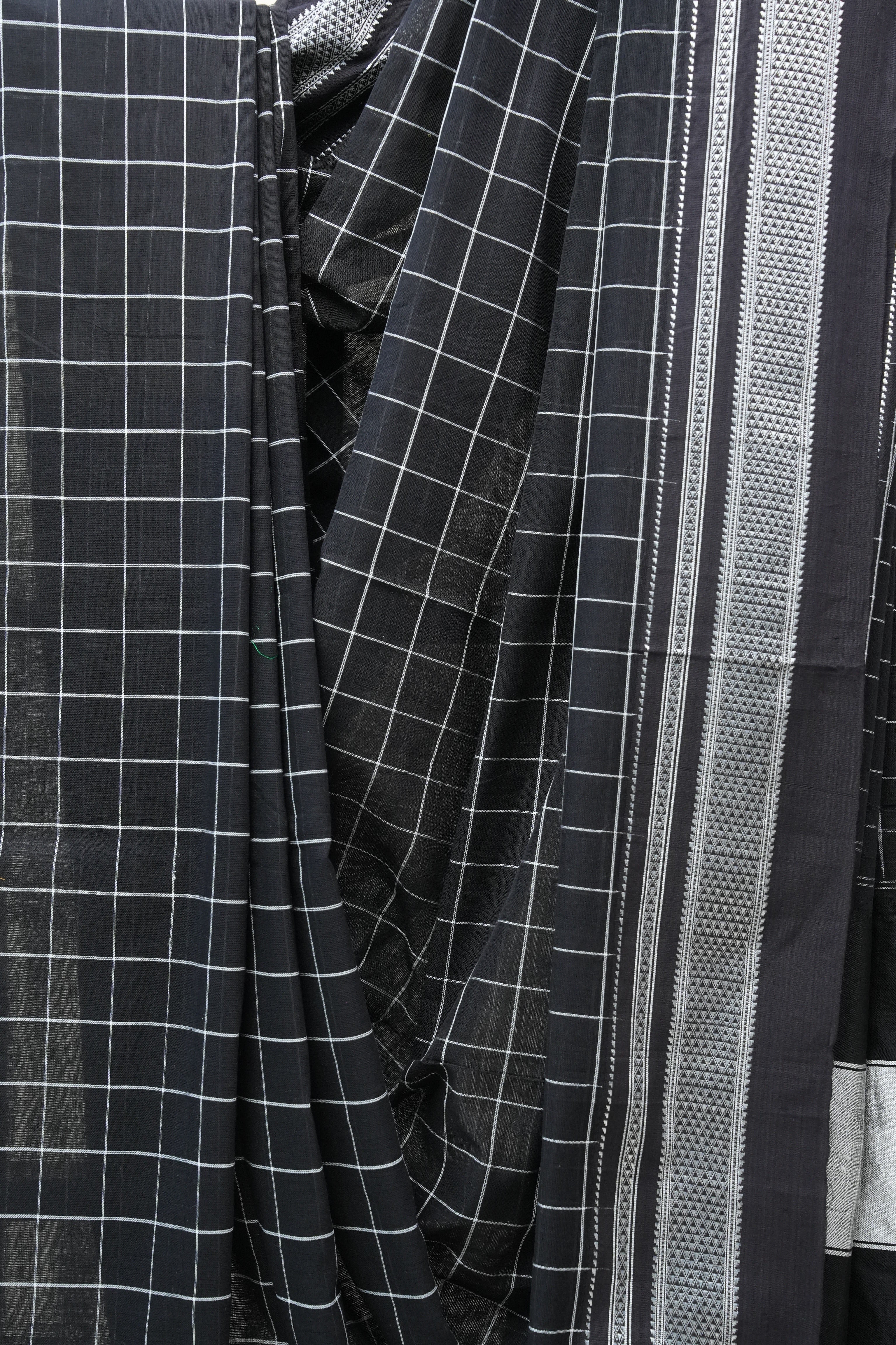 Black Cotton Ilkal Saree  - SRBCIS590