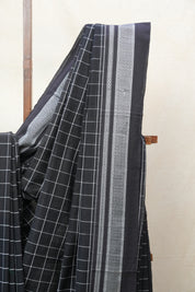 Black Cotton Ilkal Saree  - SRBCIS590