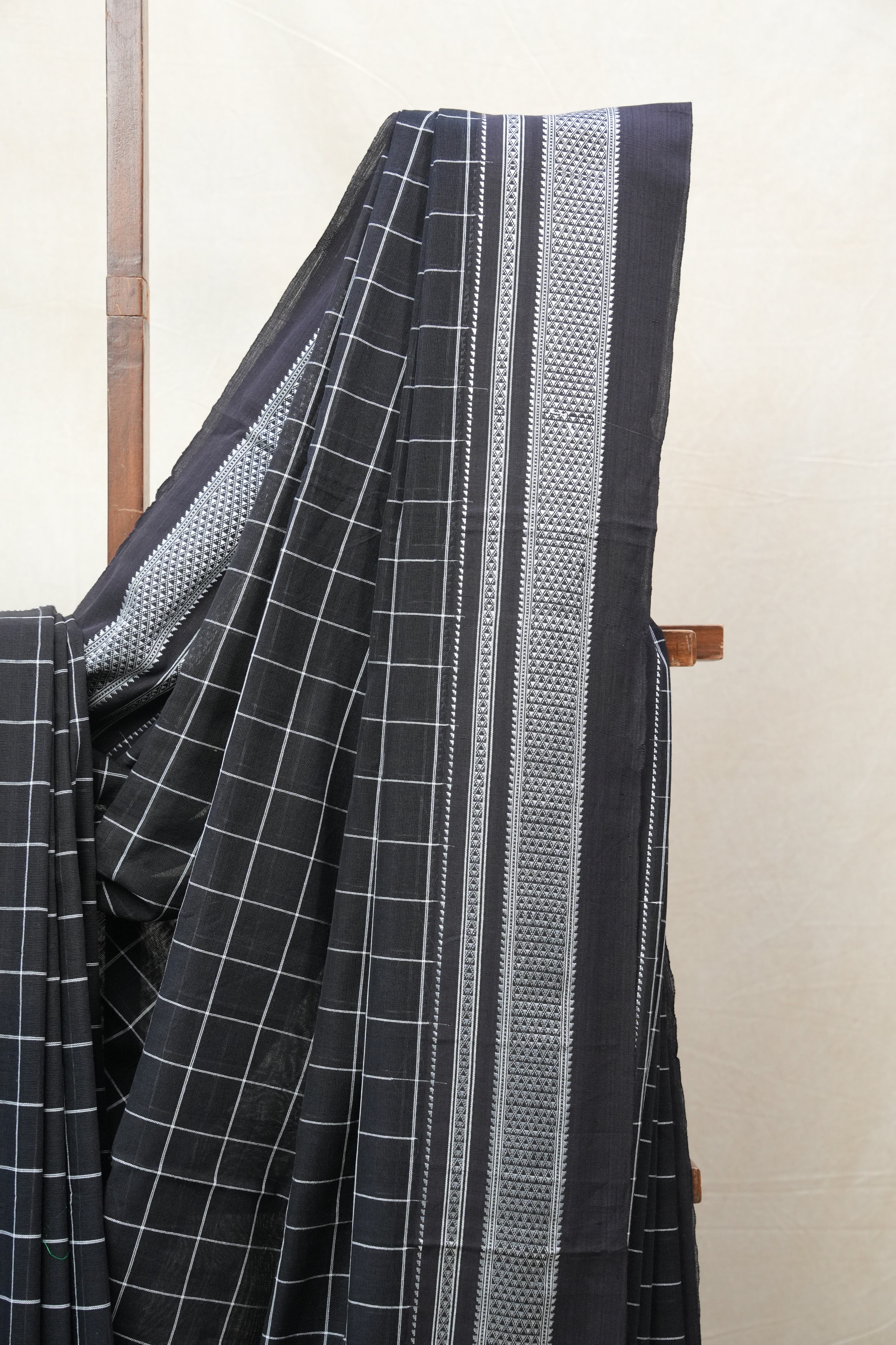 Black Cotton Ilkal Saree  - SRBCIS590