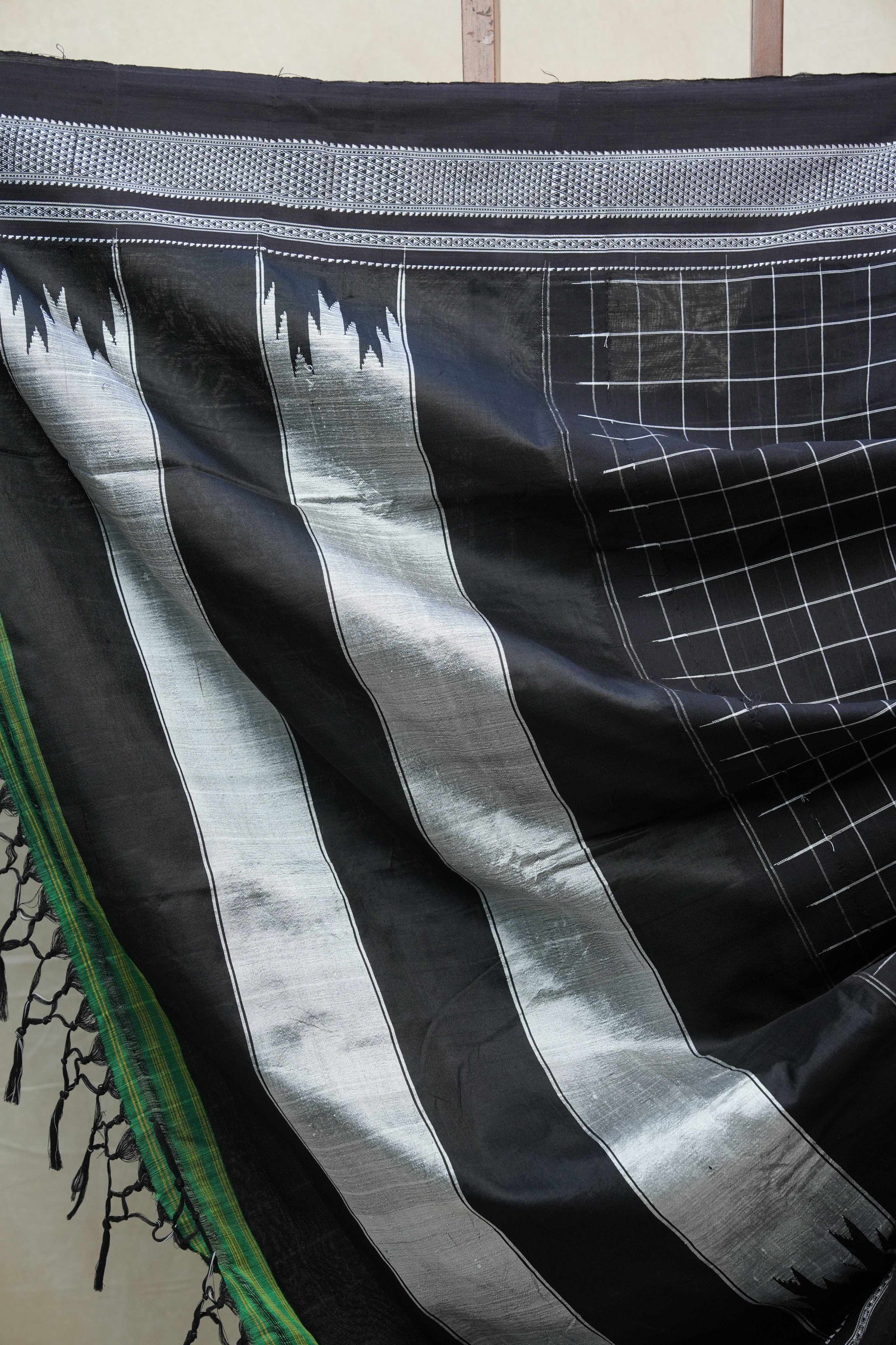 Black Cotton Ilkal Saree  - SRBCIS590