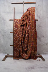 Maroon HBP Chanderi Cotton Silk Saree With Chanderi Border - SRMCS1132