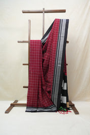 Maroon Cotton Ilkal Saree  - SRMCIS591