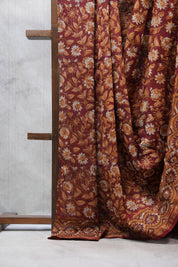 Maroon HBP Chanderi Cotton Silk Saree With Chanderi Border - SRMCS1132