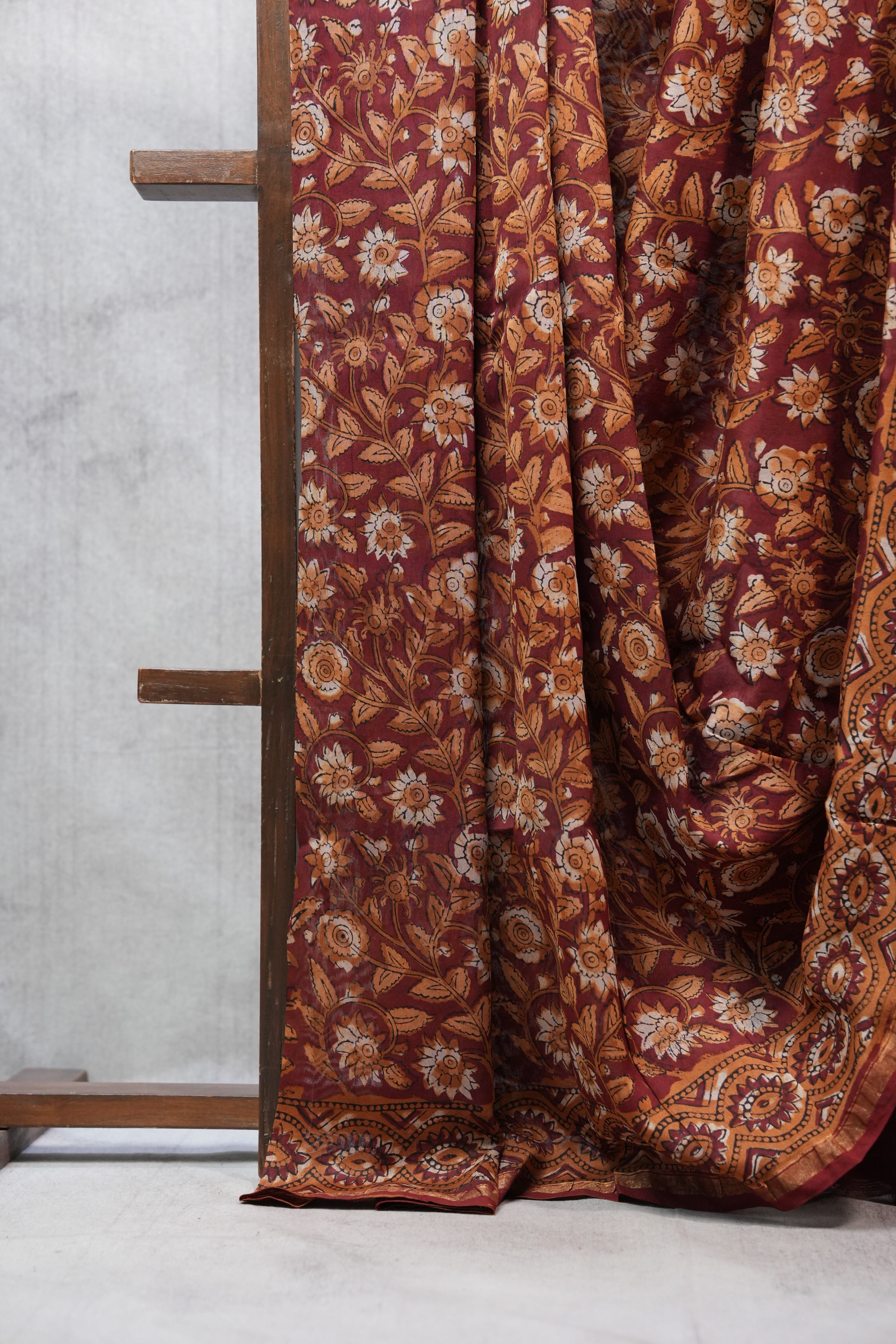 Maroon HBP Chanderi Cotton Silk Saree With Chanderi Border - SRMCS1132