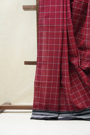 Maroon Cotton Ilkal Saree  - SRMCIS591