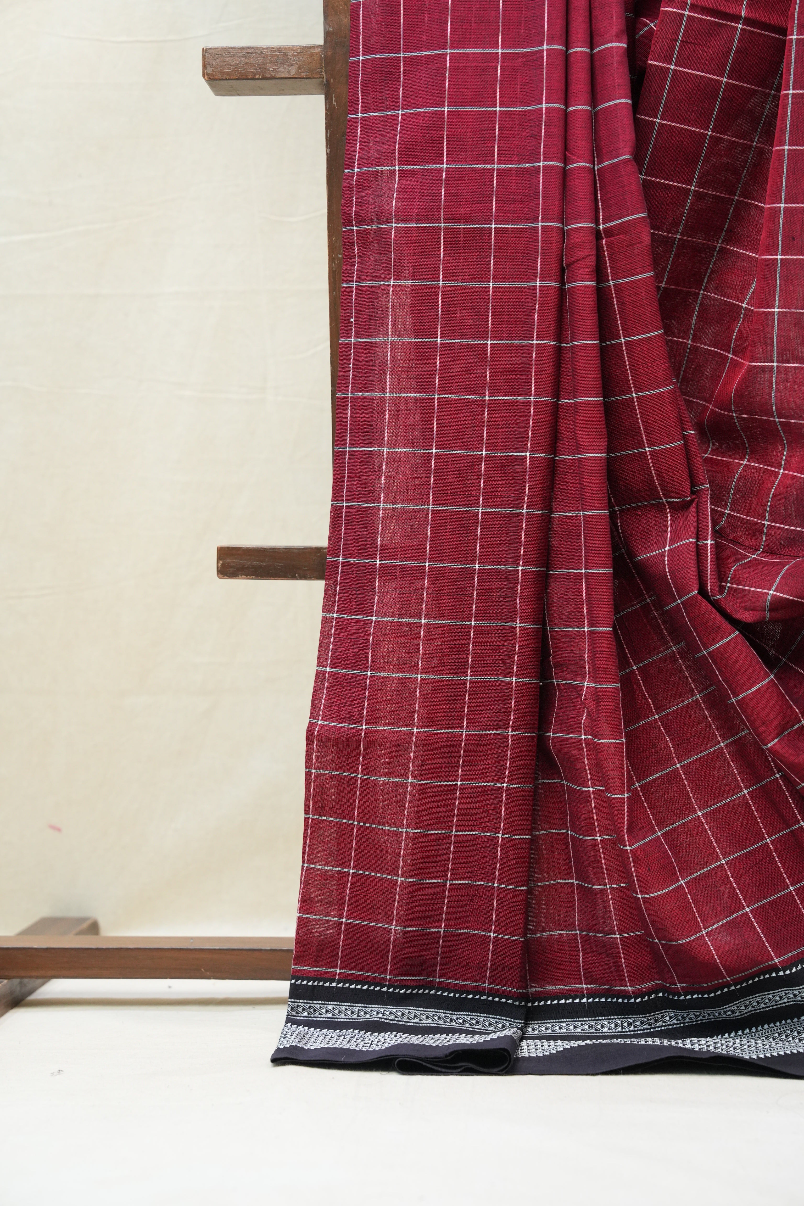 Maroon Cotton Ilkal Saree  - SRMCIS591