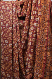 Maroon HBP Chanderi Cotton Silk Saree With Chanderi Border - SRMCS1132