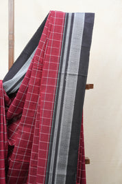 Maroon Cotton Ilkal Saree  - SRMCIS591