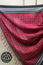 Maroon Cotton Ilkal Saree  - SRMCIS591