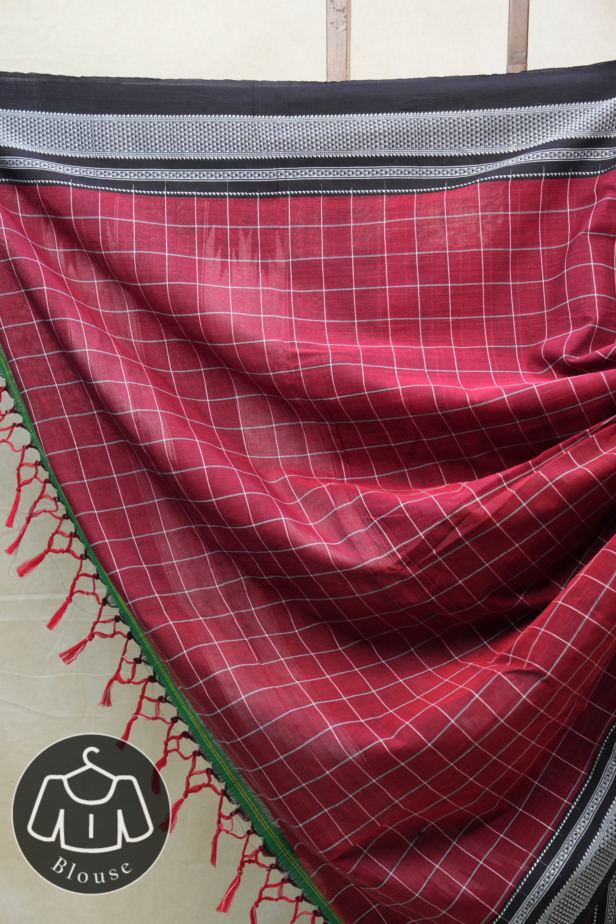 Maroon Cotton Ilkal Saree  - SRMCIS591