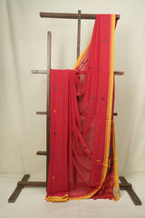 Red Bengal Mul Cotton Saree - SRRBMCS091