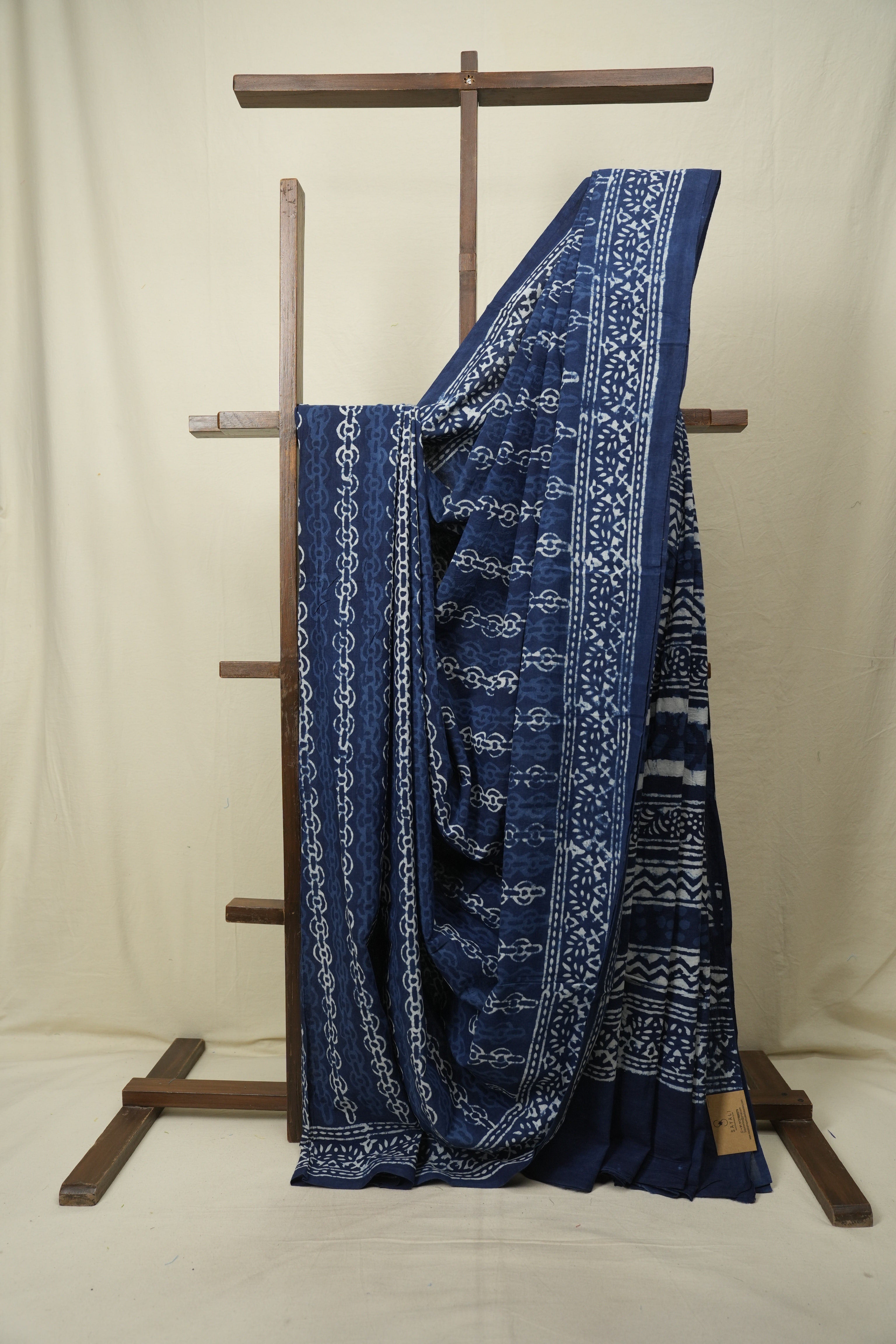 Indigo HBP Cotton Saree - SRICS3581