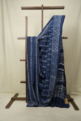 Indigo HBP Cotton Saree - SRICS3581
