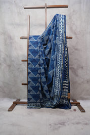 Indigo HBP Chanderi Cotton Silk Saree With Chanderi Border - SRICS1127