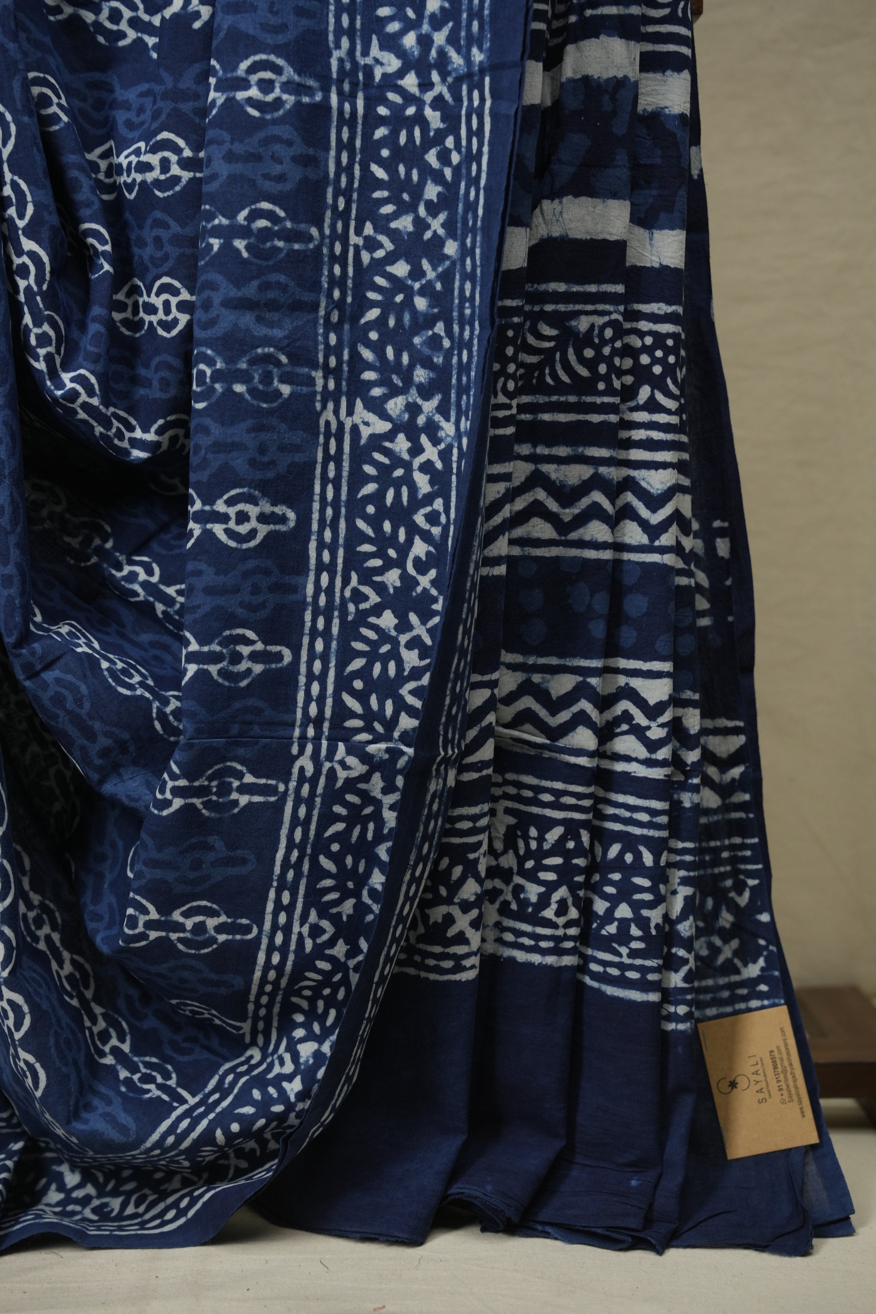 Indigo HBP Cotton Saree - SRICS3581